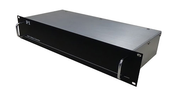 This series of motion controllers from PI offers a completely integrated electronics solution, with controller, drives, and power supplies packaged together. The A-81x is in a compact 19-inch rack-mount enclosure for 1, 2, or 4 axes of motion, while the slightly larger A-82x is capable of controlling 4, 6, or 8 axes. These controllers are designed and optimized to work with the PIglide line of air bearing stages which feature direct drive linear and rotary servo motors and high resolution encoders. 